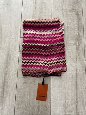 Missoni Fuchsia Chevron Silk modal blend Scarf multicolor oversized